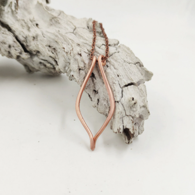 Ring holder necklace, copper wire pendant, minimalist ring pendant for her, wedding ring pendant