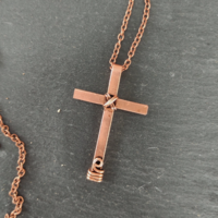 Wire cross pendant for men and women, copper crucifix pendant necklace - Thumbnail 3