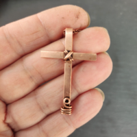 Wire cross pendant for men and women, copper crucifix pendant necklace - Thumbnail 1