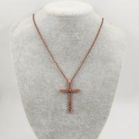 Wire cross pendant for men and women, copper crucifix pendant necklace - Thumbnail 2