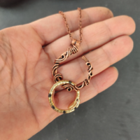 Ring holder necklace, ring keeper necklace, artistic wire pendant, ring pendant for her, wedding ring pendant - Thumbnail 3