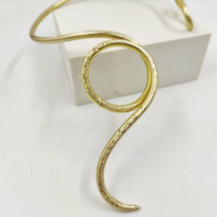 Snake collar Necklace for 7th Anniversary Gift Asymmetrical Choker Gold Open Necklace - Thumbnail 3