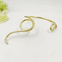 Snake collar Necklace for 7th Anniversary Gift Asymmetrical Choker Gold Open Necklace - Thumbnail 2