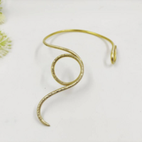 Snake collar Necklace for 7th Anniversary Gift Asymmetrical Choker Gold Open Necklace - Thumbnail 4