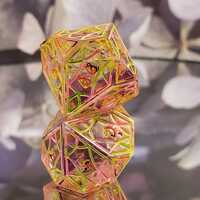 Wildfire Faun Stained Glass Polyhedral Set - Thumbnail 3