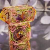 Wildfire Faun Stained Glass Polyhedral Set - Thumbnail 1