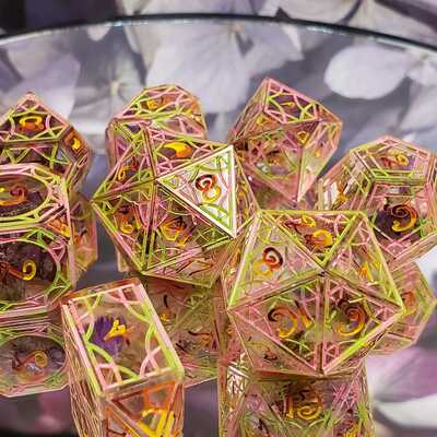 Wildfire faun stained glass polyhedral set