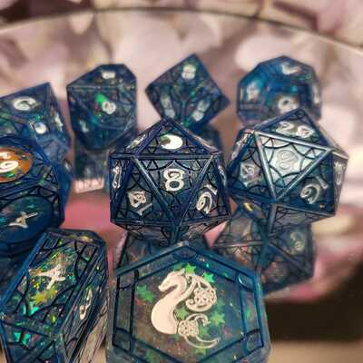 Arcana pansophical stained glass polyhedral set
