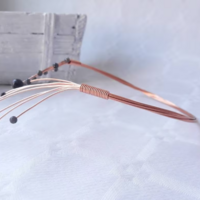 Art deco copper wire choker necklace with gray gemstones - Heady wire wrap with elegant fashion pair - Thumbnail 4