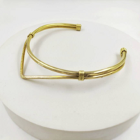 Choker necklace for her made of brass wire, wire wrap necklace, golden collar necklace for women - Thumbnail 1