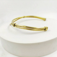 Choker necklace for her made of brass wire, wire wrap necklace, golden collar necklace for women - Thumbnail 5