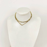 Choker necklace for her made of brass wire, wire wrap necklace, golden collar necklace for women - Thumbnail 3