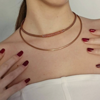 Copper necklace for women, brass or german silver wire collar necklace for her, statement necklace gift for her - Thumbnail 4