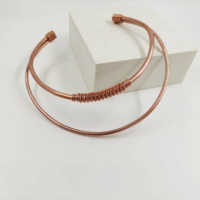 Copper necklace for women, brass or german silver wire collar necklace for her, statement necklace gift for her - Thumbnail 1