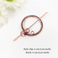 Hair claw clip for thin or thick hair for women, celtic hair comb with stone bead, - Thumbnail 2