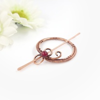 Hair claw clip for thin or thick hair for women, celtic hair comb with stone bead, - Thumbnail 4