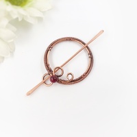 Hair claw clip for thin or thick hair for women, celtic hair comb with stone bead, - Thumbnail 1