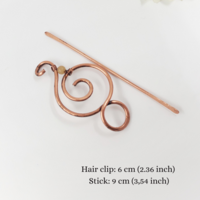 Women's yellow jade hair clip, small comb for fine hair, copper wire hair barrette - Thumbnail 1