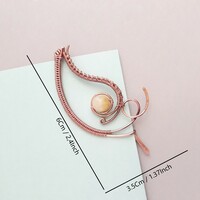 Leaf hair claw clip with yelow jade bead, copper wire wrap hair pin - Thumbnail 2