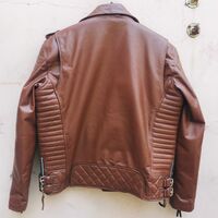 Crafted Leather Men's Motorcycle Genuine Lambskin Leather Jacket Brown Slim fit Biker jacket  - Thumbnail 1