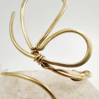 Butterfly cuff on upper arm for women, gold plated bracelet on upper arm, handmade jewelry for her - Thumbnail 3