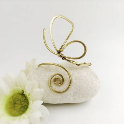 Butterfly cuff on upper arm for women, gold plated bracelet on upper arm, handmade jewelry for her