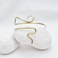 Egyptian upper arm bracelet for women, adjustable snake upper arm cuff with brass wire - Thumbnail 1