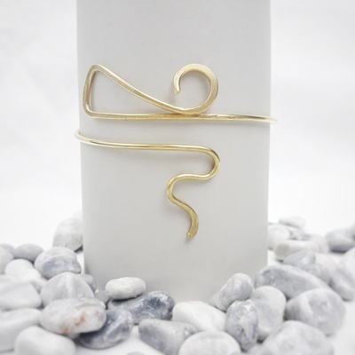 Egyptian upper arm bracelet for women, adjustable snake upper arm cuff with brass wire