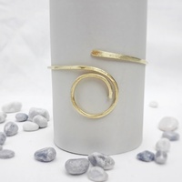 Egyptian renaissance upper arm cuff bracelet, handmade bohemian bracelet with brass wire - Thumbnail 1