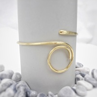 Egyptian renaissance upper arm cuff bracelet, handmade bohemian bracelet with brass wire - Thumbnail 2