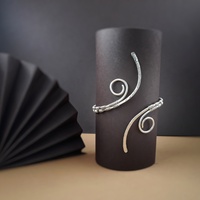 Greek style arm cuff bracelet, German silver top bracelet - Thumbnail 1