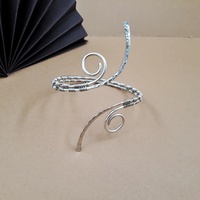 Greek style arm cuff bracelet, German silver top bracelet - Thumbnail 6