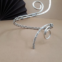 Greek style arm cuff bracelet, German silver top bracelet - Thumbnail 7