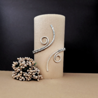 Greek style arm cuff bracelet, German silver top bracelet - Thumbnail 2