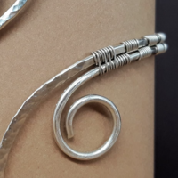 Greek style arm cuff bracelet, German silver top bracelet - Thumbnail 4