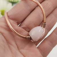 Wire wrap hair stick with natural stone rose quartz, copper hair fork for thin or long hair - Thumbnail 3