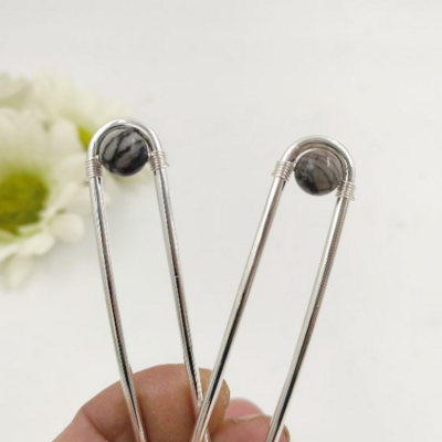 2 u hair sticks with blue sediment stone. 2 pcs set hair chopstick for women,