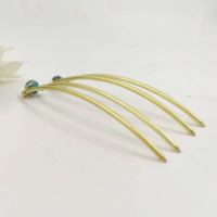 2 U hair sticks with blue sediment stone. 2 pcs set hair chopstick for women, - Thumbnail 5