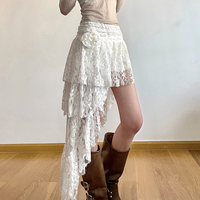 Boho White Lace Irregular Skirt - Thumbnail 1