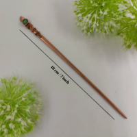  Silver plated hair stick with filigree and black onix bead - Thumbnail 3