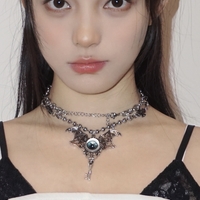 Exaggerated Eyes Sweater Chain Necklace - Thumbnail 1