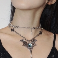 Exaggerated Eyes Sweater Chain Necklace - Thumbnail 2