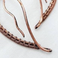 Bohemian leaf earrings with red carnelian, Botanical woven wire earrings - Thumbnail 5