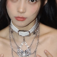 Versatile Leather Clavicle Butterfly Choker Necklace - Thumbnail 3