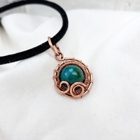 Aged dangle earrings with chrysocolla beads, handmade Art Deco earrings gift for mom - Thumbnail 6