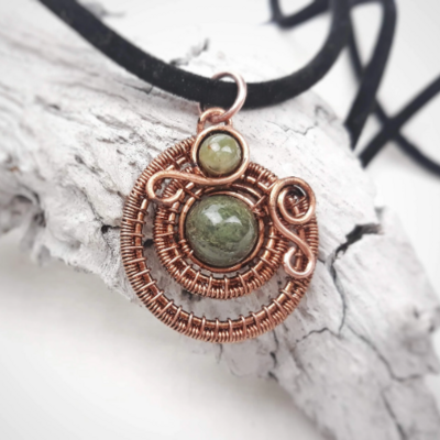 Aztec earrings with indiana agate, copper wire wrap dainty earrings