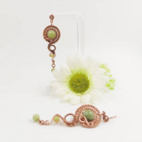 Ancient Greek long earrings with green Chinese jade beads - Thumbnail 5