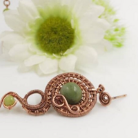 Ancient Greek long earrings with green Chinese jade beads - Thumbnail 3