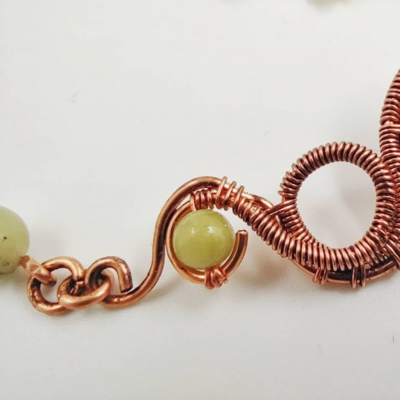 Ancient greek long earrings with green chinese jade beads