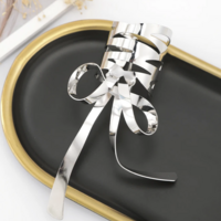 Silver Metal Hair Bow clip - Thumbnail 1